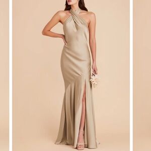 Birdy Grey - Stephanie Dress - Matte Satin Neutral Champagne